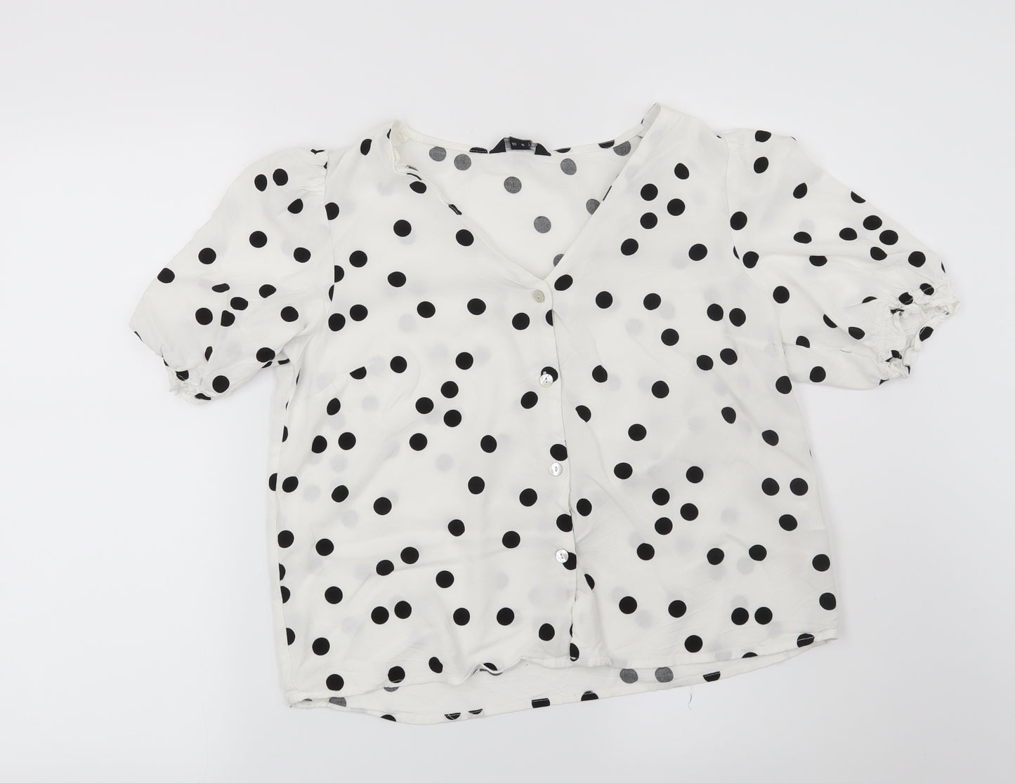 New Look Womens White Polka Dot  Basic Blouse Size 14