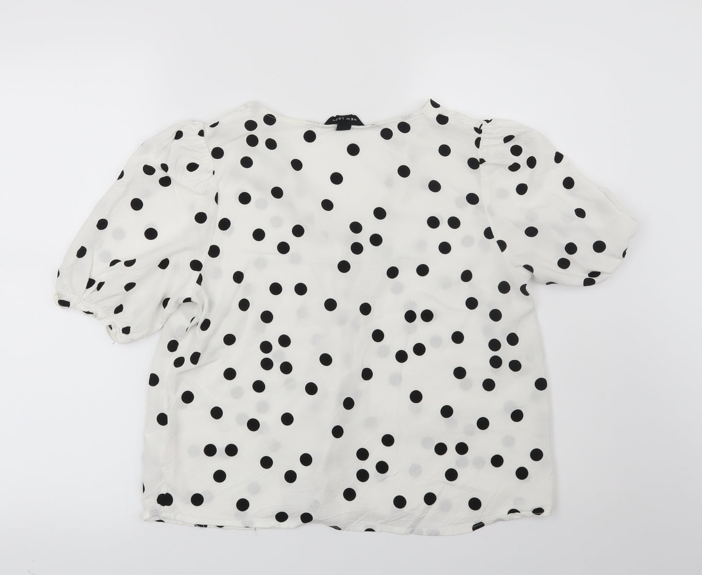 New Look Womens White Polka Dot  Basic Blouse Size 14