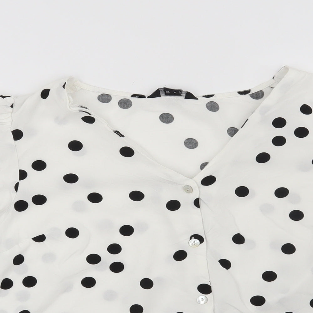New Look Womens White Polka Dot  Basic Blouse Size 14