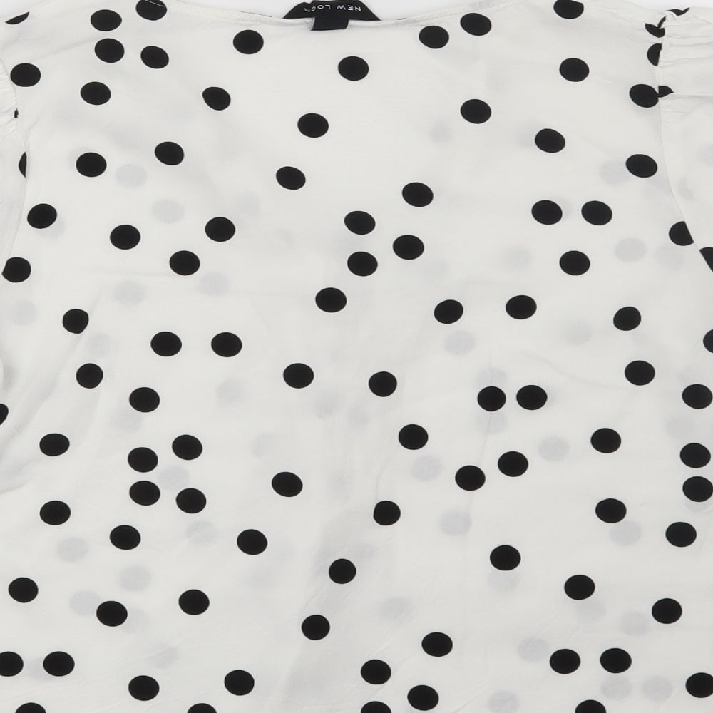 New Look Womens White Polka Dot  Basic Blouse Size 14
