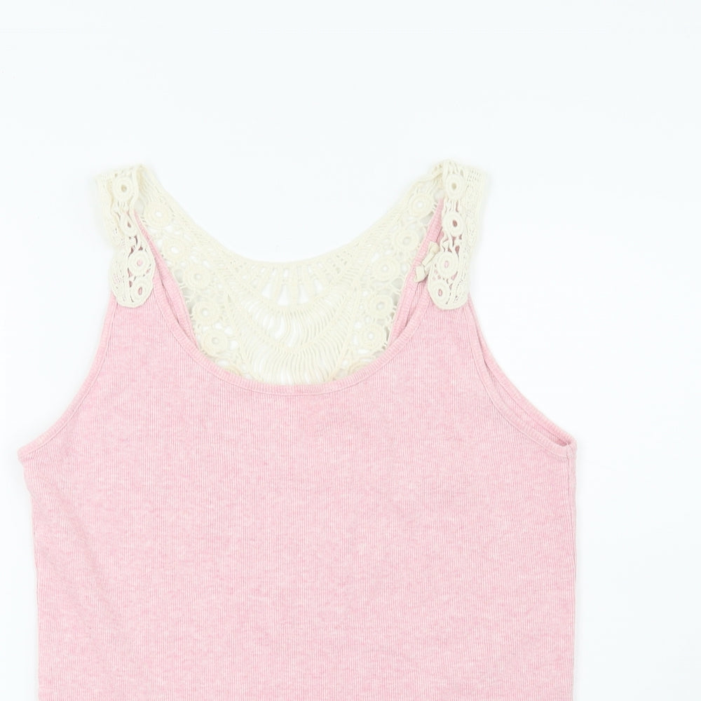 New Look Womens Pink Geometric  Basic T-Shirt Size 16
