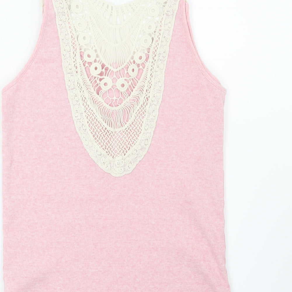New Look Womens Pink Geometric  Basic T-Shirt Size 16