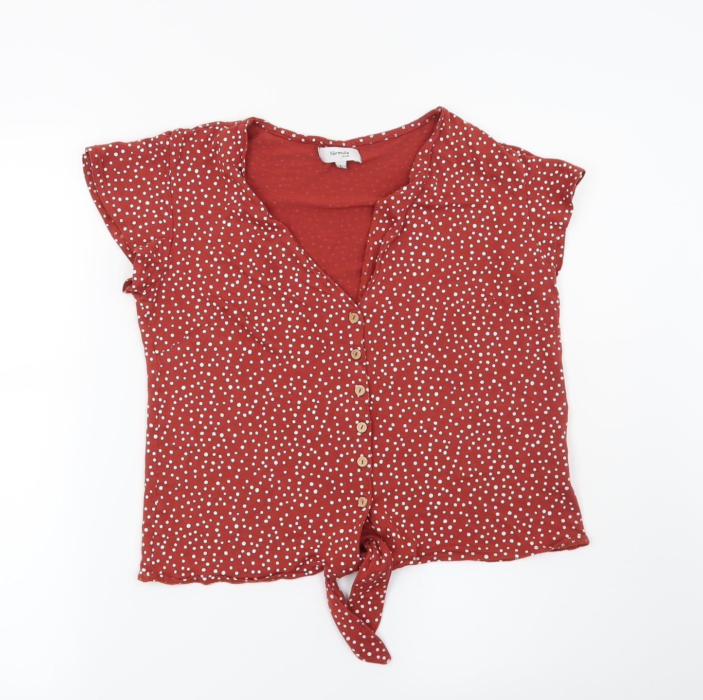 Preworn Womens Orange Polka Dot  Basic Blouse Size L