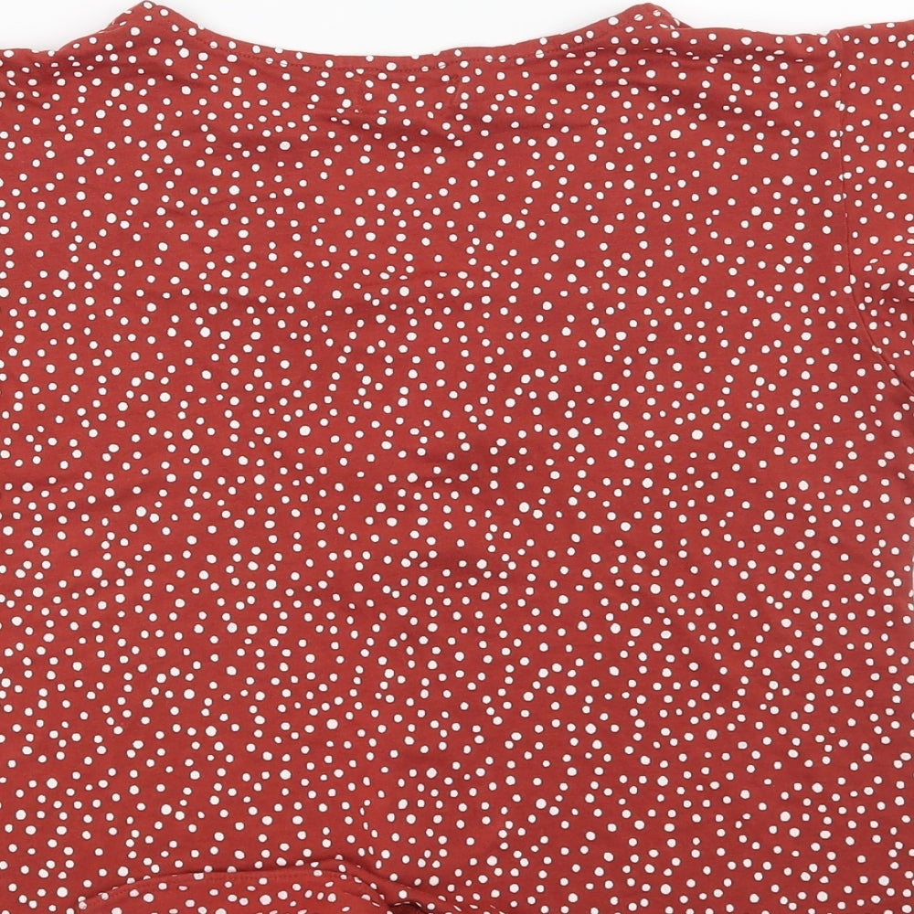 Preworn Womens Orange Polka Dot  Basic Blouse Size L