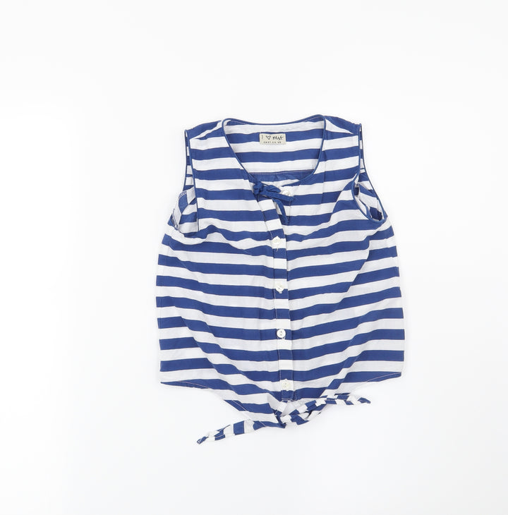 NEXT Girls Blue Striped  Basic Button-Up Size 8 Years