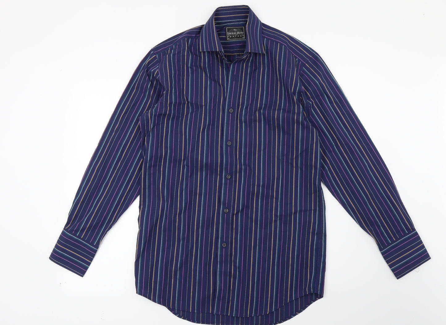 Saville Row Mens Blue Striped   Dress Shirt Size 15
