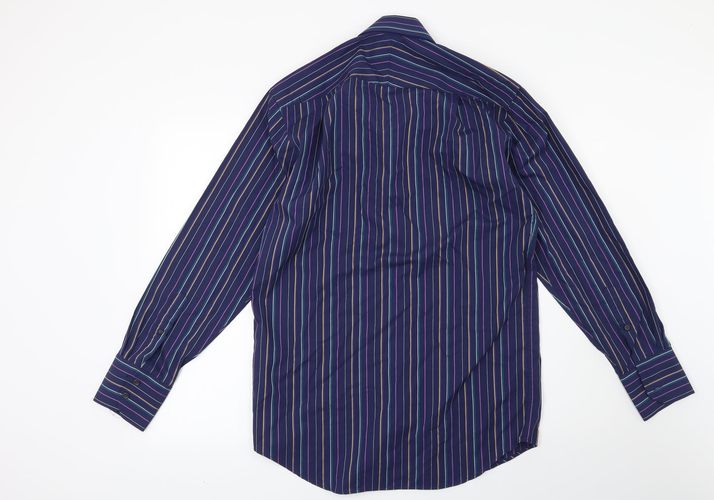 Saville Row Mens Blue Striped   Dress Shirt Size 15