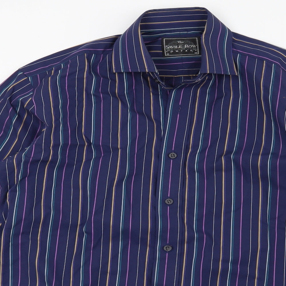 Saville Row Mens Blue Striped   Dress Shirt Size 15
