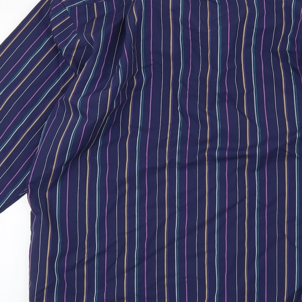 Saville Row Mens Blue Striped   Dress Shirt Size 15