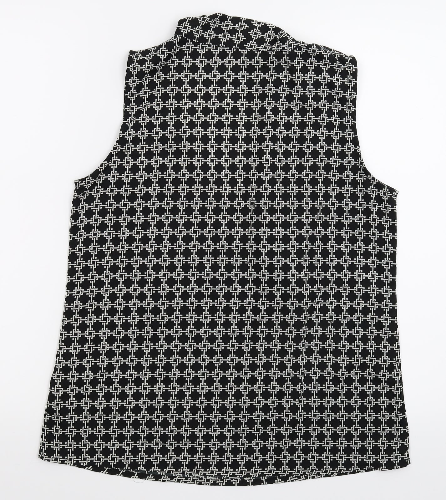 Boohoo Womens Black Geometric  Basic T-Shirt Size 10