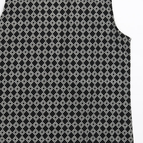 Boohoo Womens Black Geometric  Basic T-Shirt Size 10