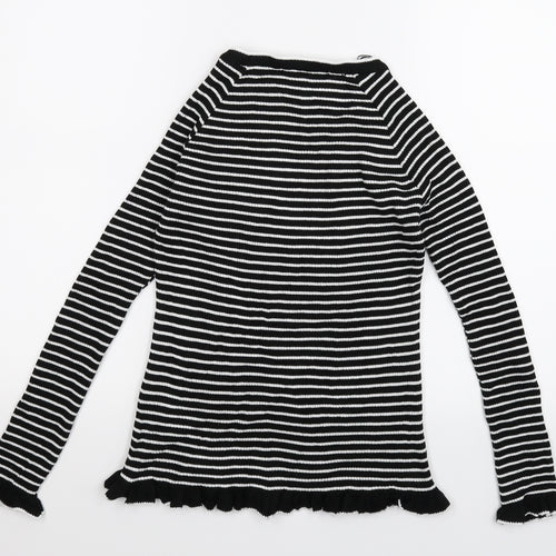 Very Womens Black Striped Knit Pullover Jumper Size 10