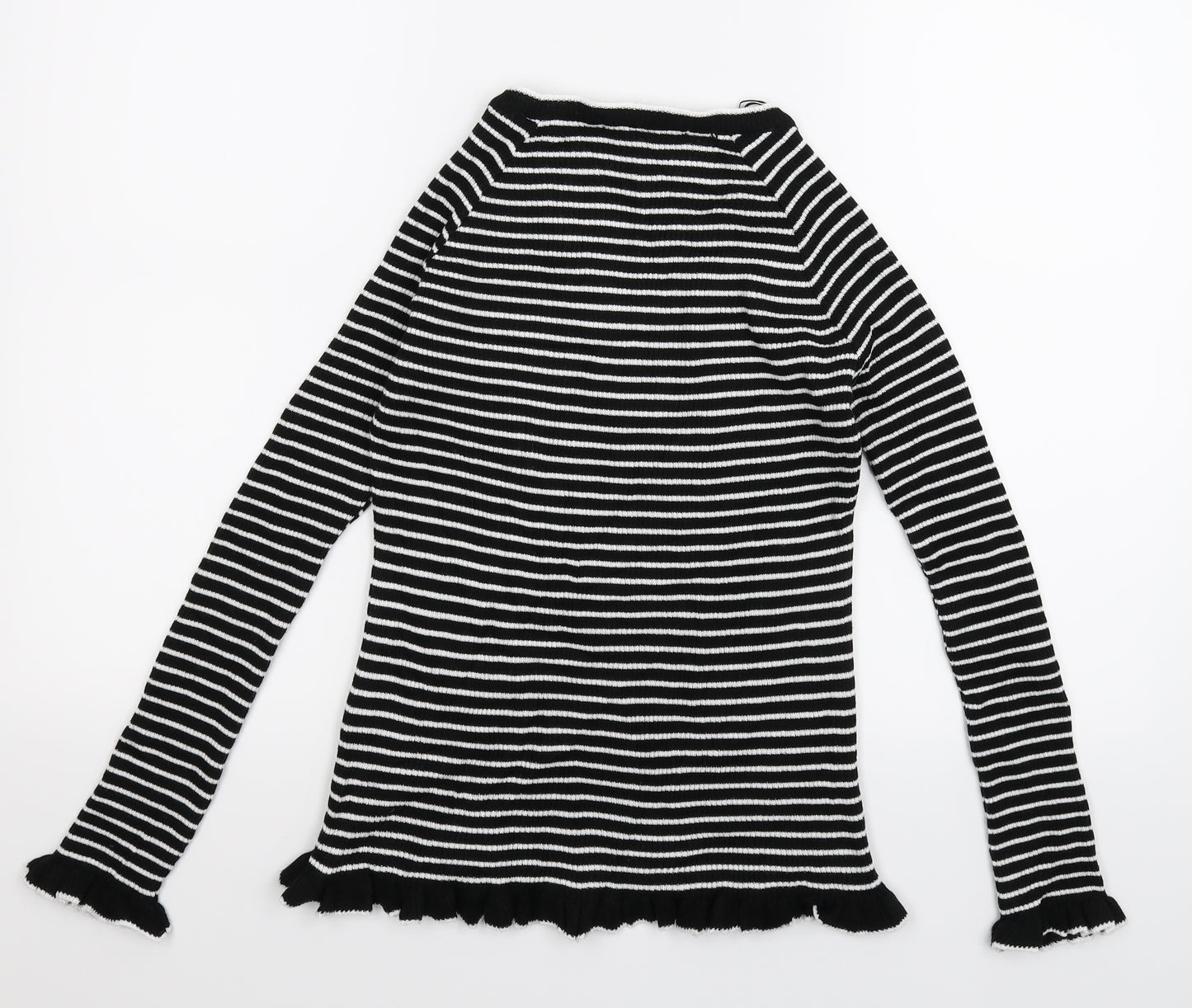 Very Womens Black Striped Knit Pullover Jumper Size 10