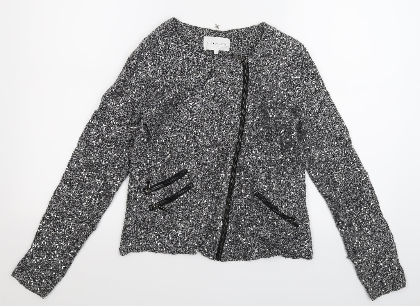 Sud Express Womens Grey  Knit Cardigan Jumper Size S
