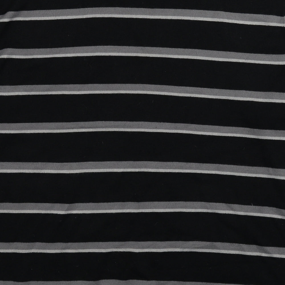 Pierre Cardin Mens Black Striped Knit Pullover Jumper Size XL