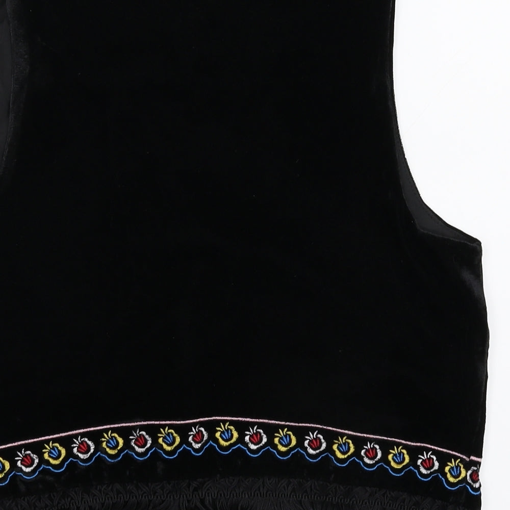 Piarossini Womens Black Floral  Jacket Waistcoat Size M