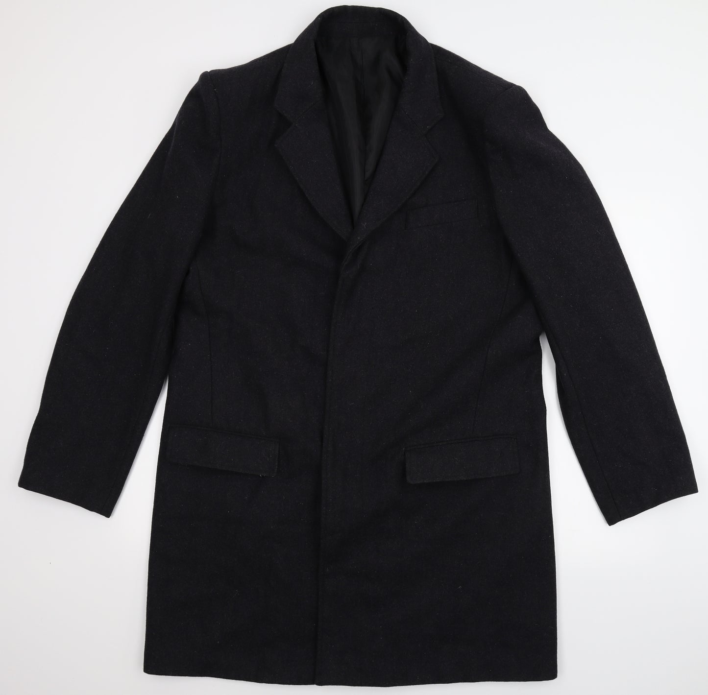 Dissident Mens Black   Overcoat Coat Size L