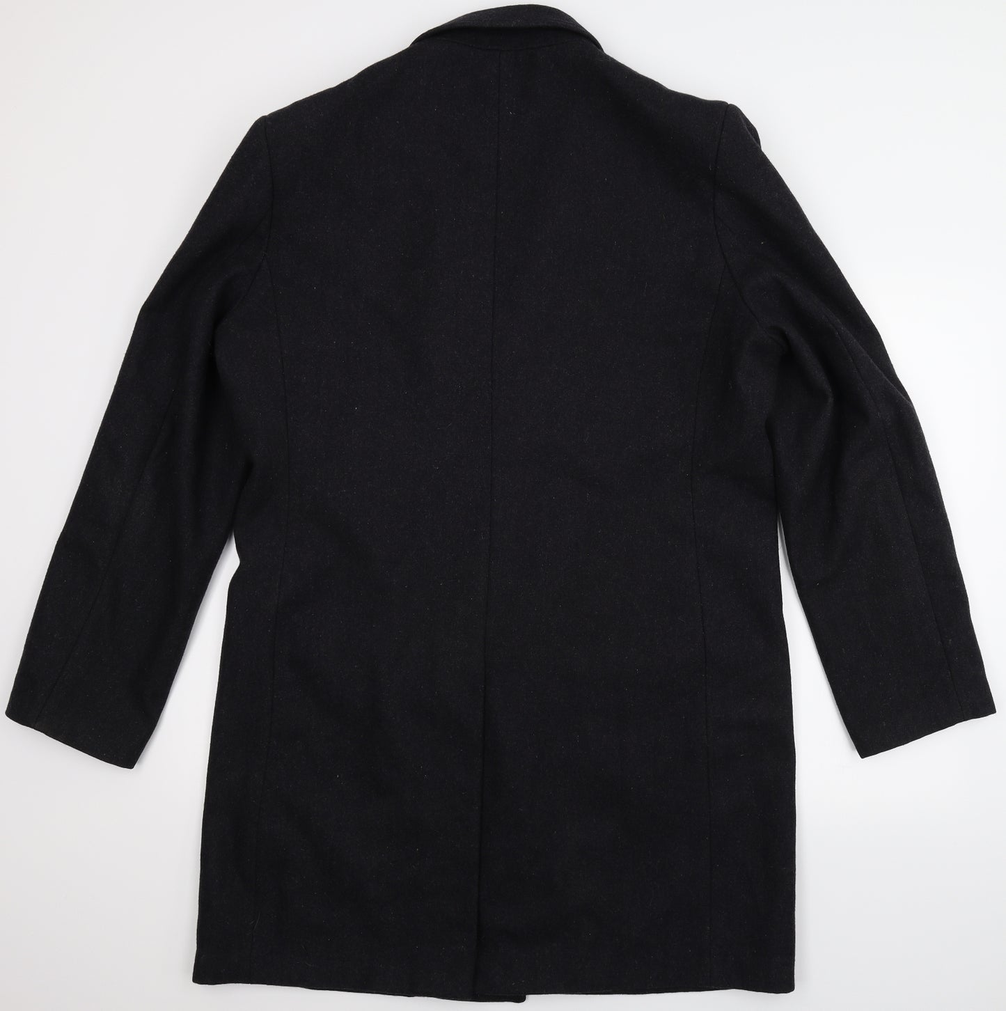 Dissident Mens Black   Overcoat Coat Size L