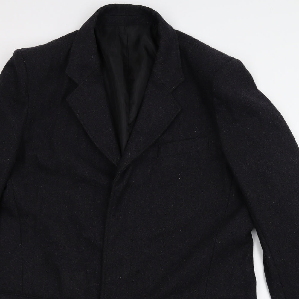 Dissident Mens Black   Overcoat Coat Size L
