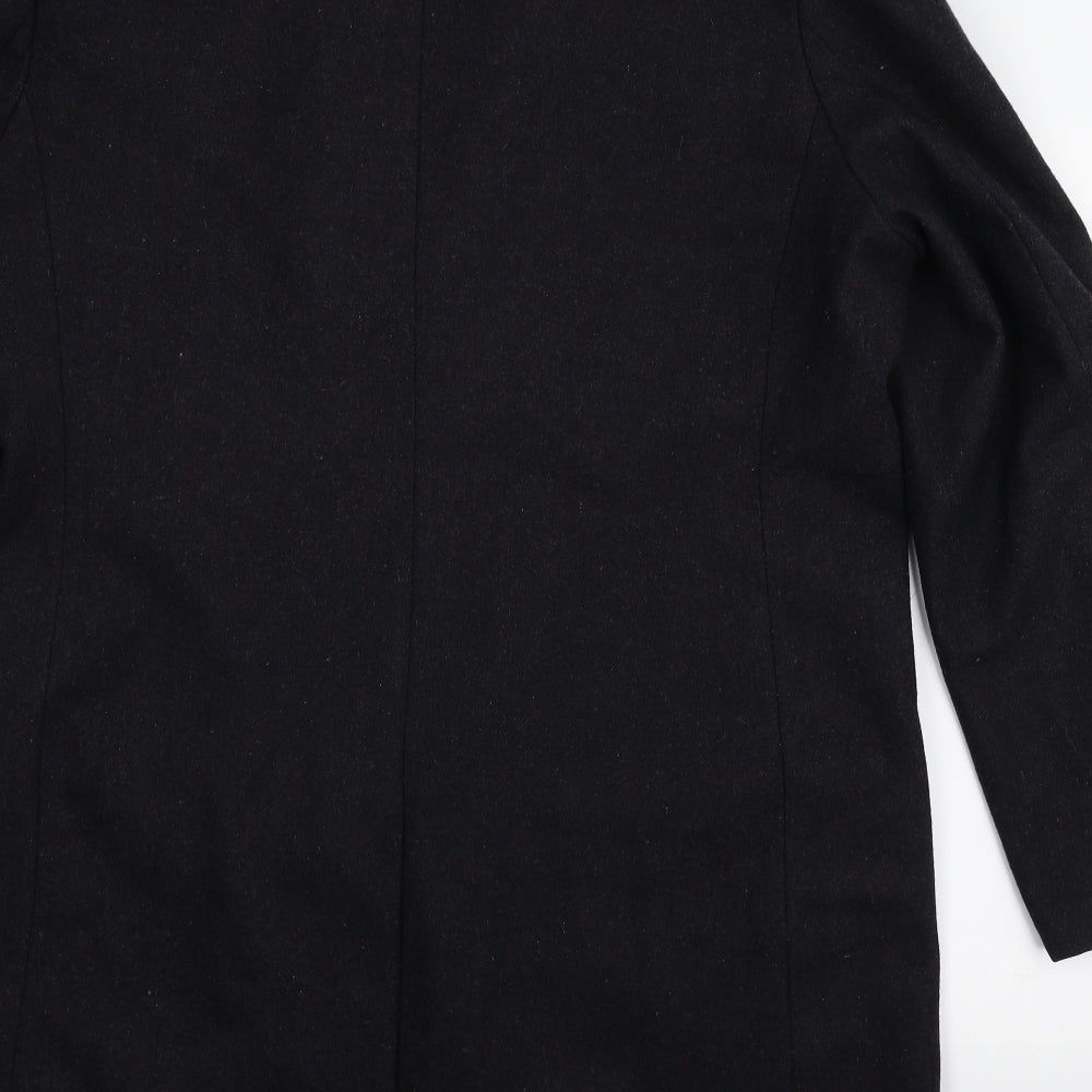 Dissident Mens Black   Overcoat Coat Size L