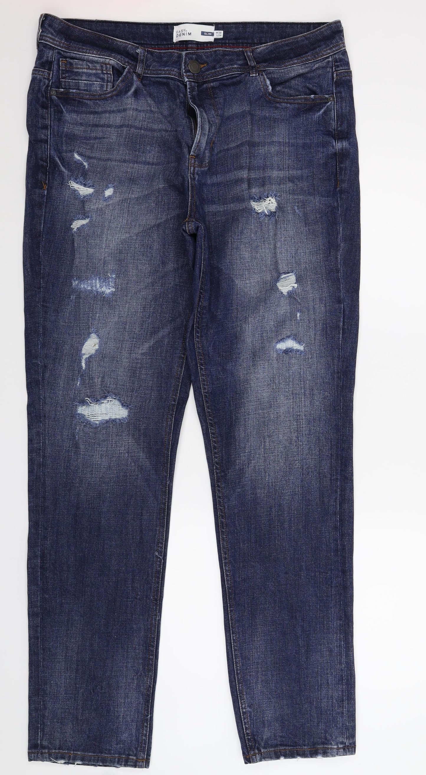 Easy Mens Blue  Denim Straight Jeans Size 36 L34 in