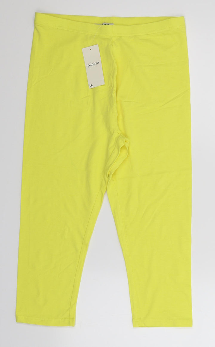 Papaya Womens Yellow Compression Leggings Size 12 L17 in