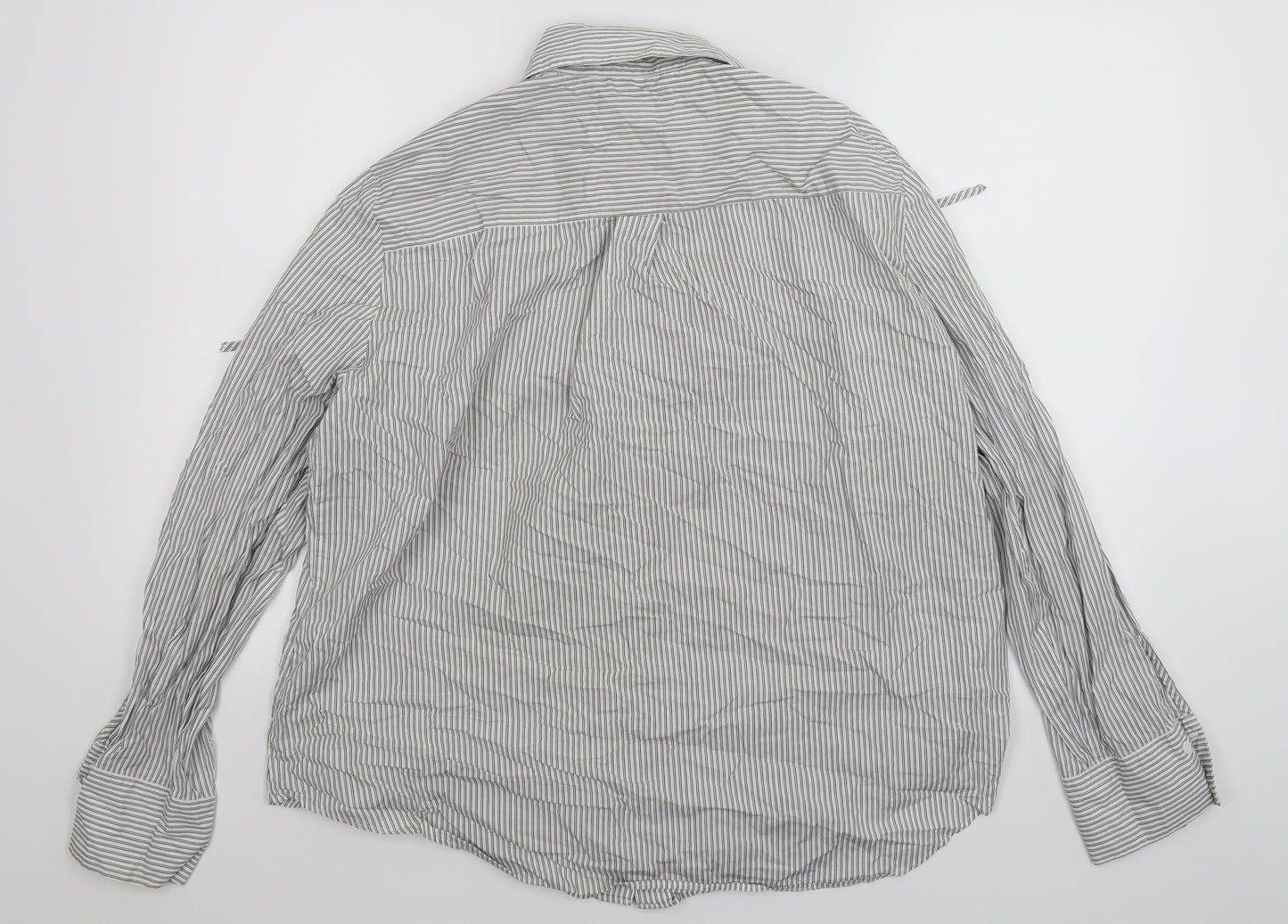 Zara Womens White Striped  Basic Button-Up Size 2XL