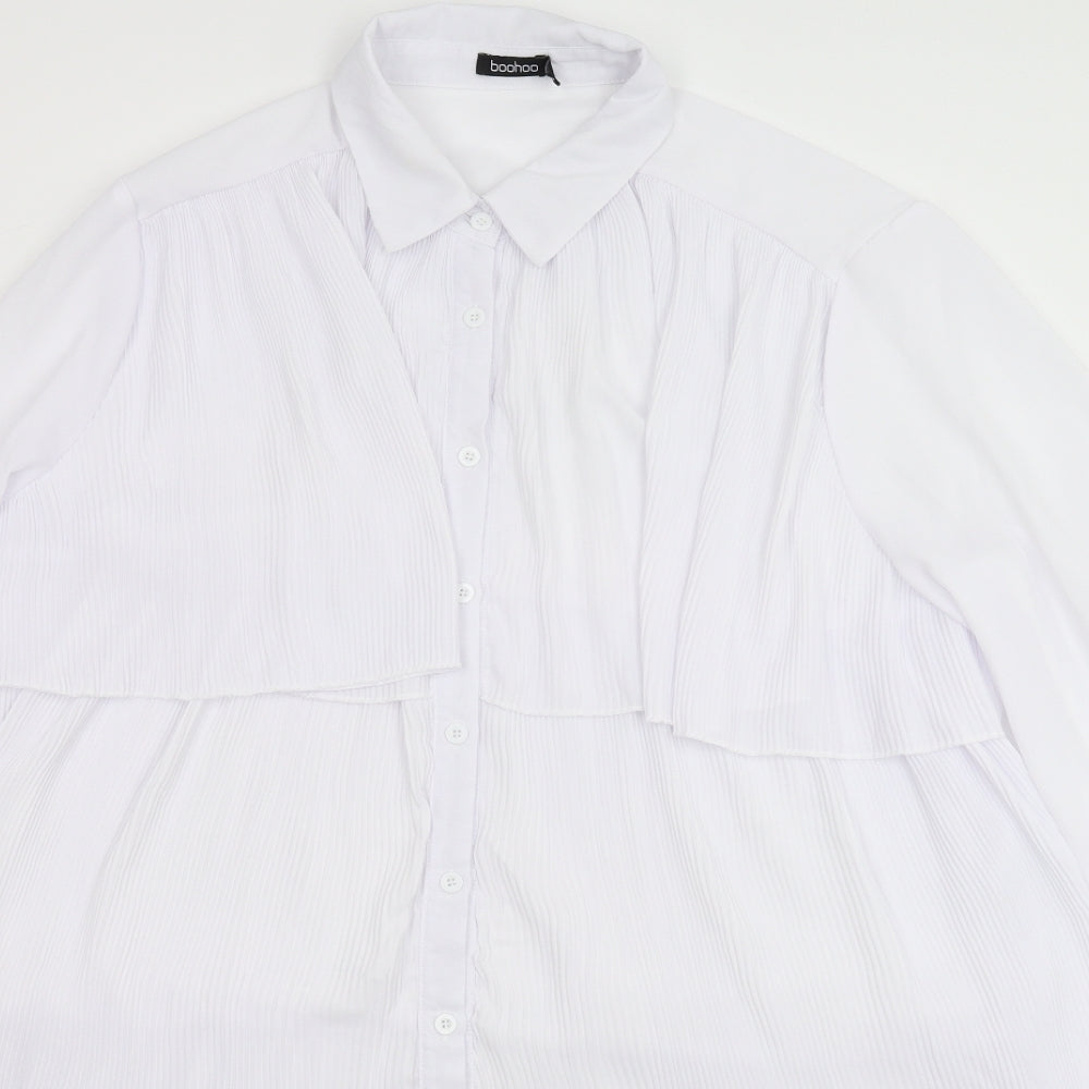 Boohoo Womens White  Rayon Shirt Dress  Size 18