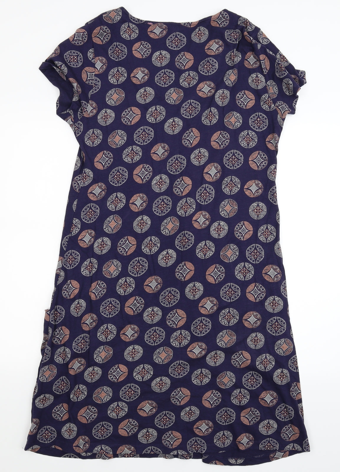White Stuff Womens Blue Geometric  T-Shirt Dress  Size 14