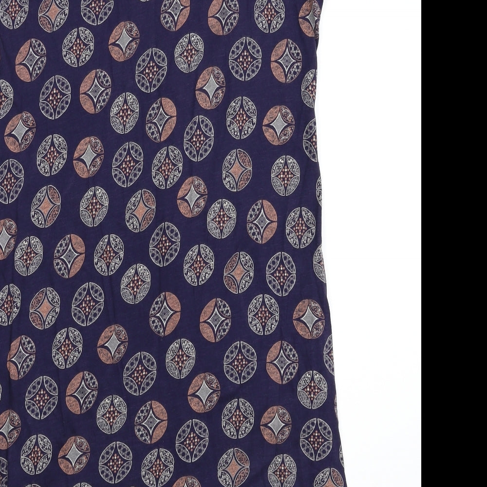 White Stuff Womens Blue Geometric  T-Shirt Dress  Size 14