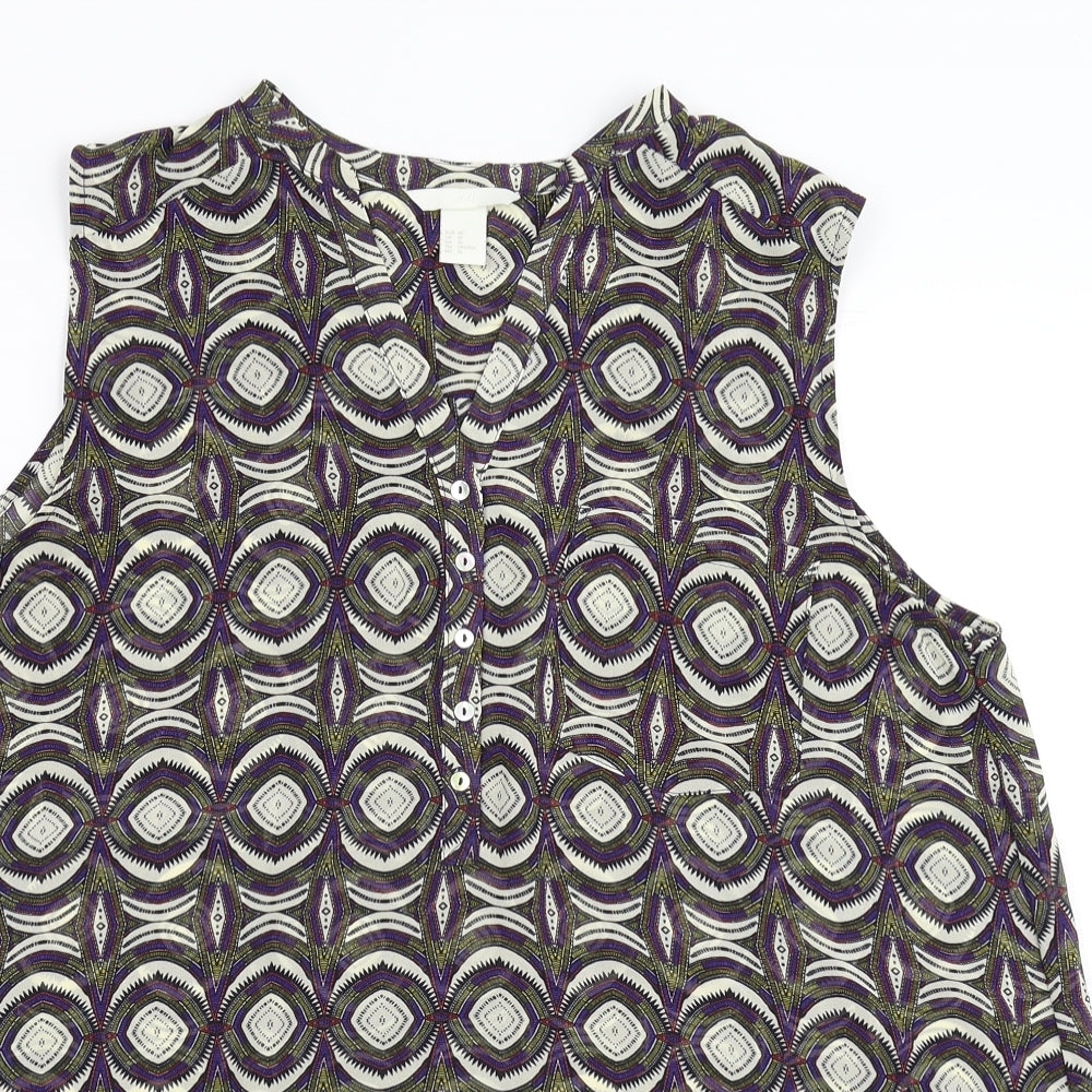H&M Womens Multicoloured Geometric  Basic Blouse Size 14