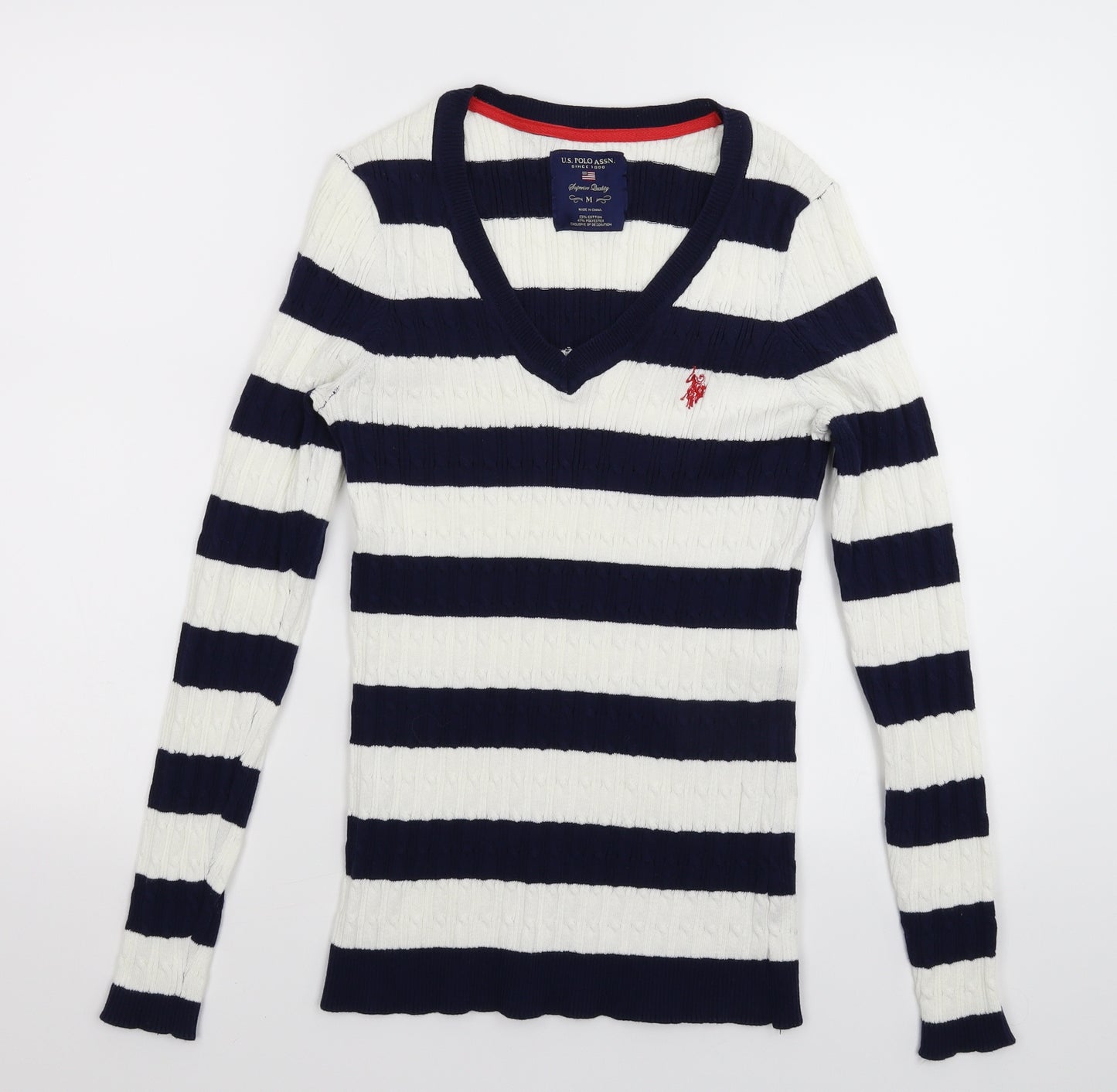 US Polo Assn. Womens Multicoloured Striped Knit Pullover Jumper Size M