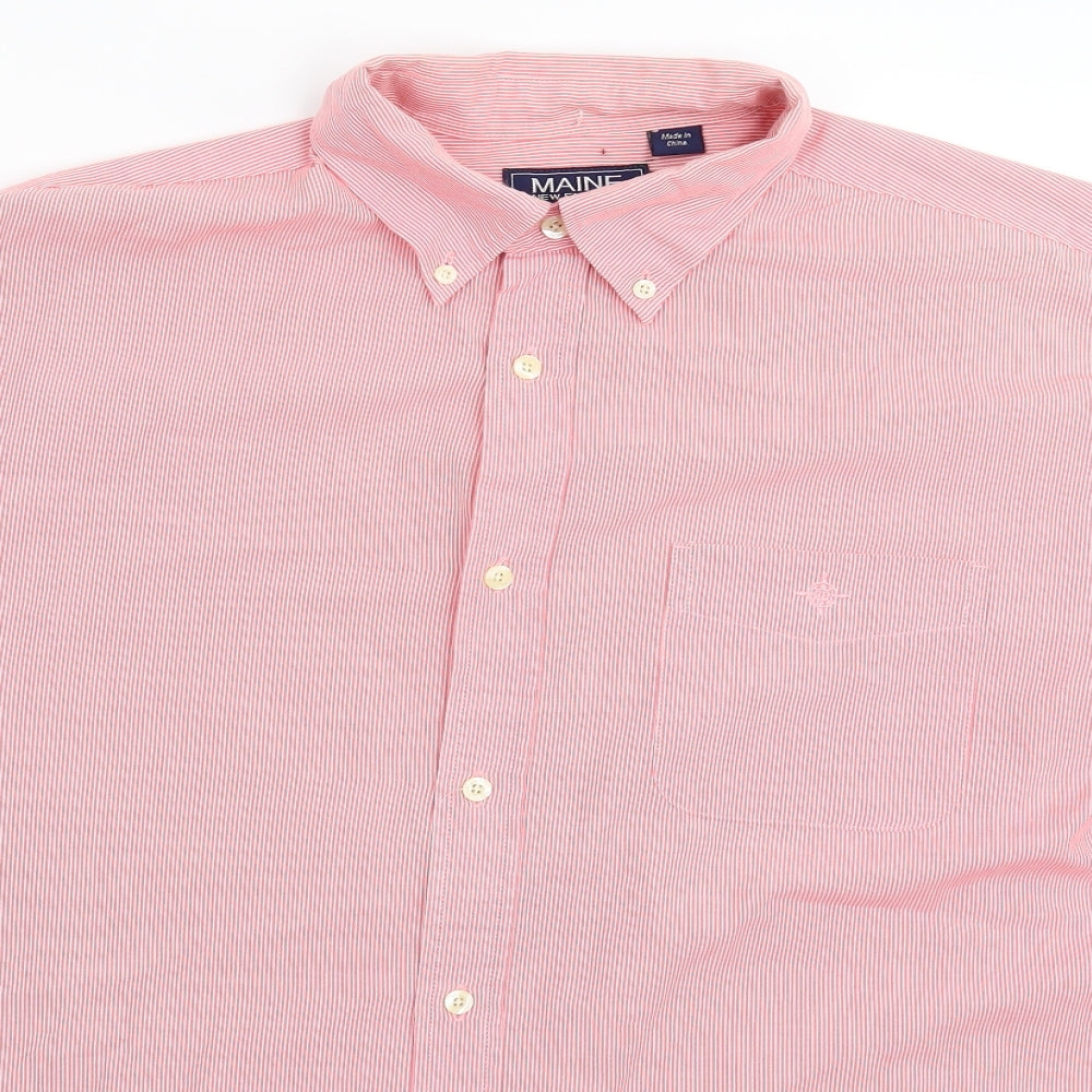 Maine Mens Pink Striped   Dress Shirt Size L