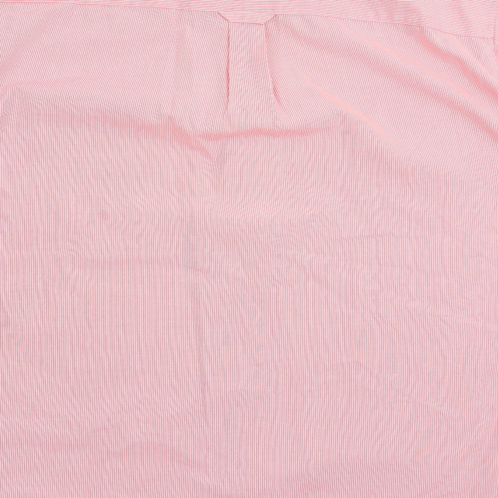 Maine Mens Pink Striped   Dress Shirt Size L
