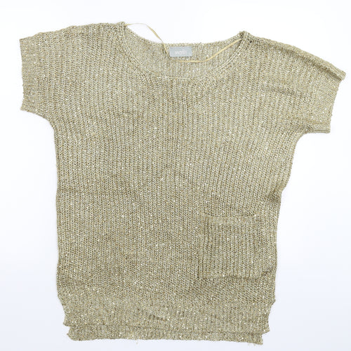Wallis Womens Gold  Knit Pullover Jumper Size S  - Oversized