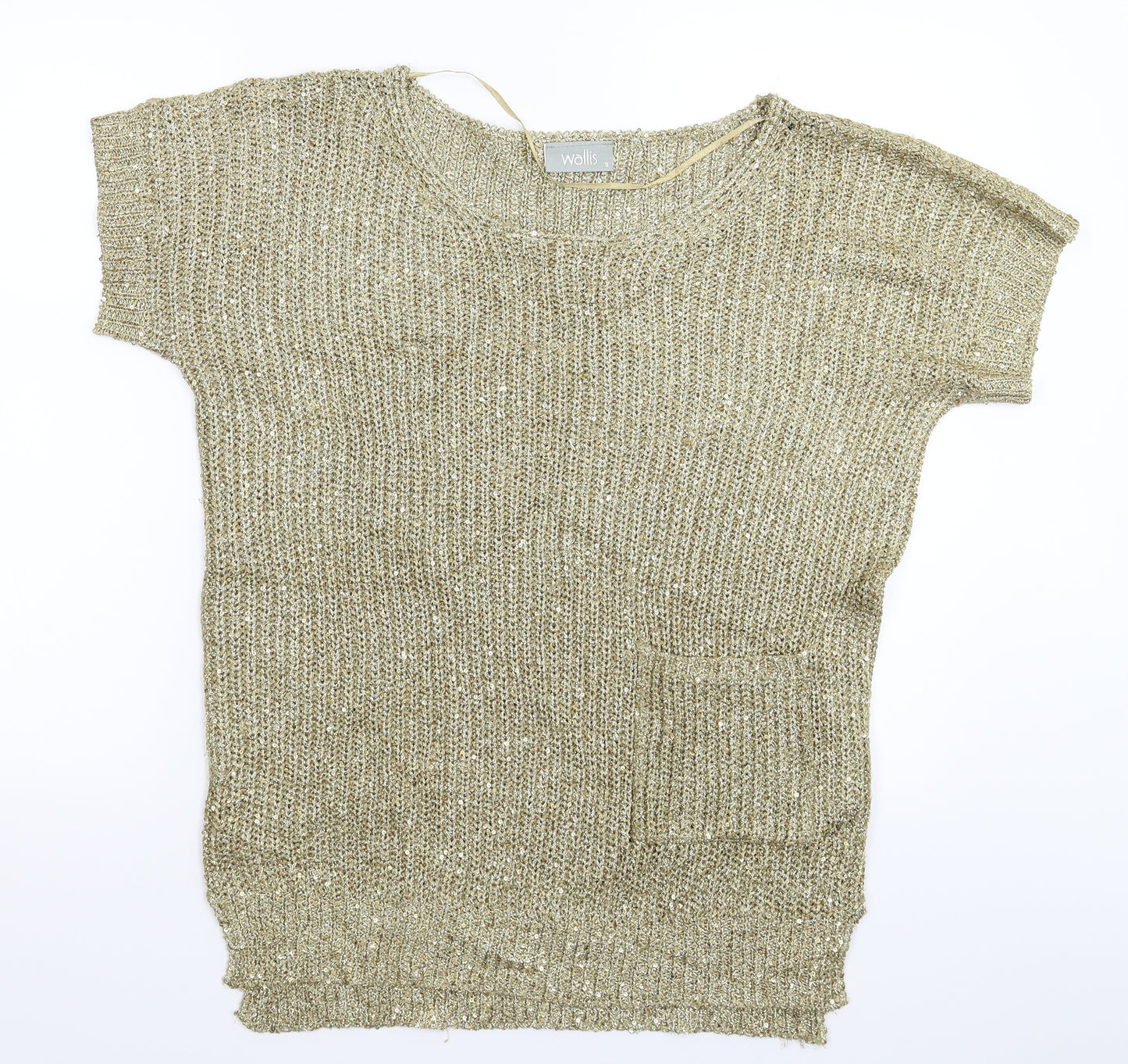 Wallis Womens Gold  Knit Pullover Jumper Size S  - Oversized