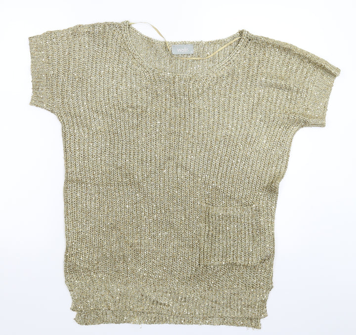 Wallis Womens Gold  Knit Pullover Jumper Size S  - Oversized