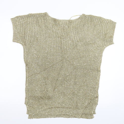 Wallis Womens Gold  Knit Pullover Jumper Size S  - Oversized