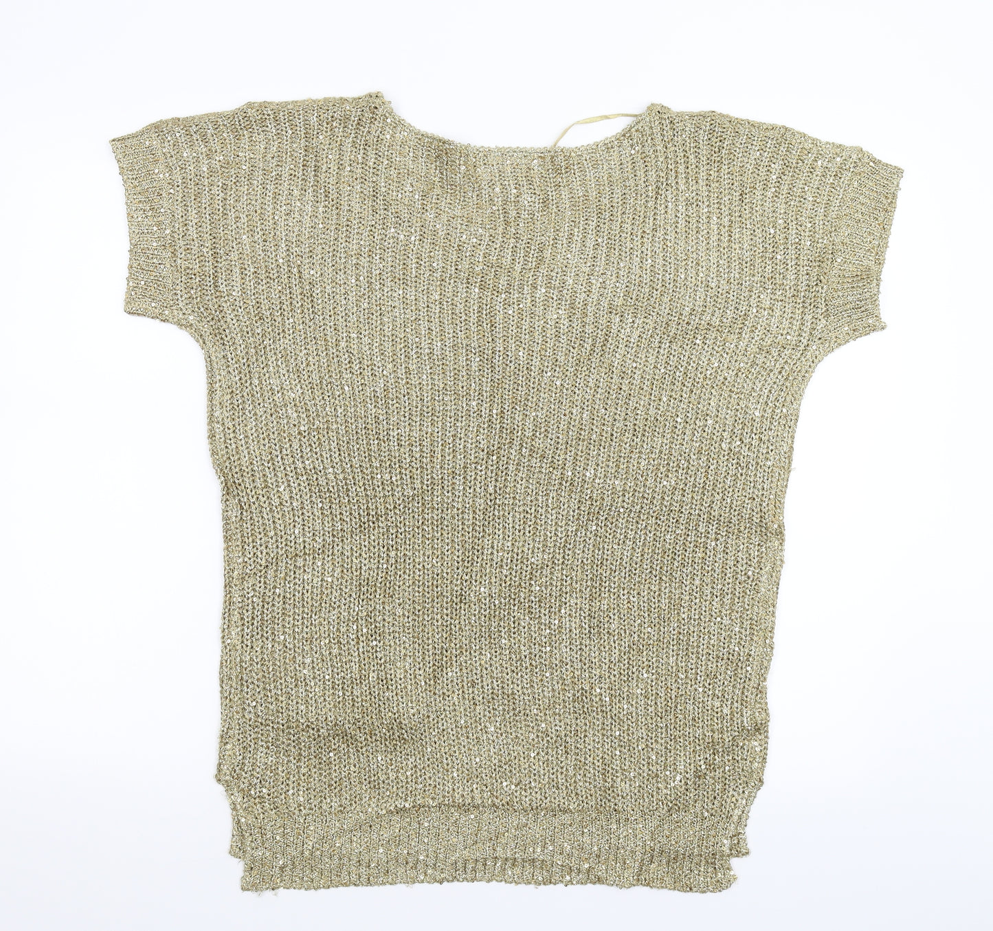 Wallis Womens Gold  Knit Pullover Jumper Size S  - Oversized