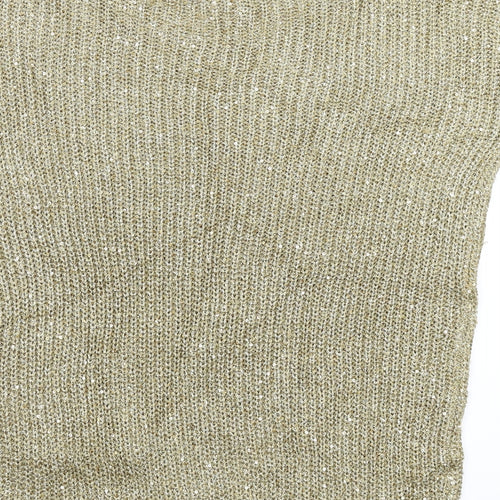 Wallis Womens Gold  Knit Pullover Jumper Size S  - Oversized