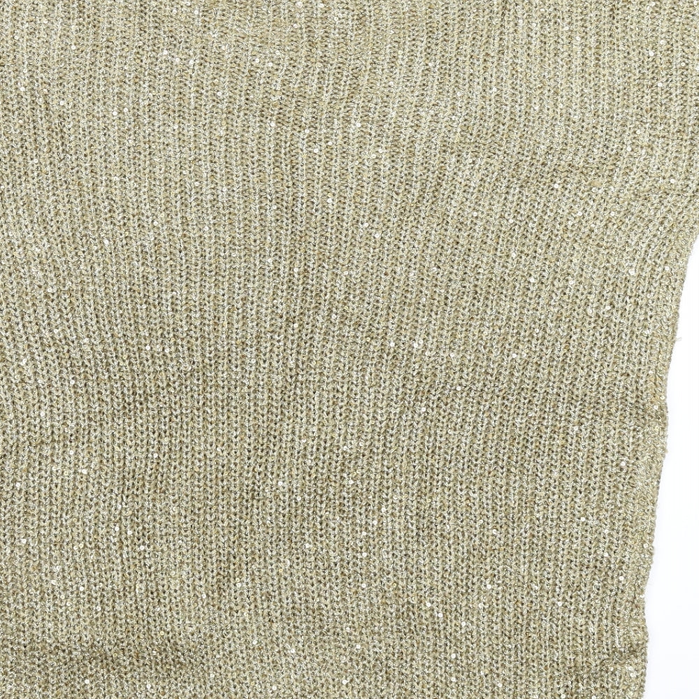 Wallis Womens Gold  Knit Pullover Jumper Size S  - Oversized