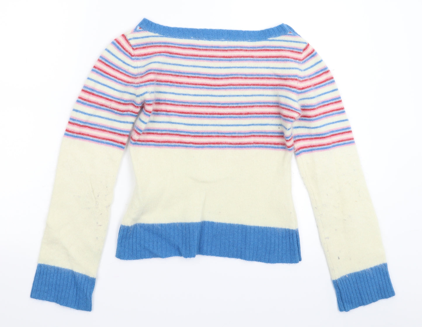 Woman's Secret Womens White Striped Knit Pullover Jumper Size M
