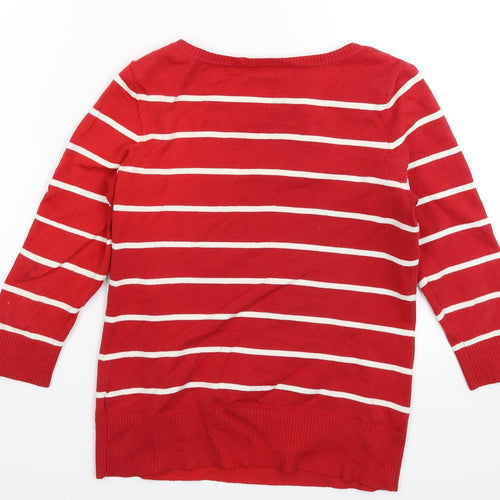 s.Oliver Womens Red Striped Knit Pullover Jumper Size 10