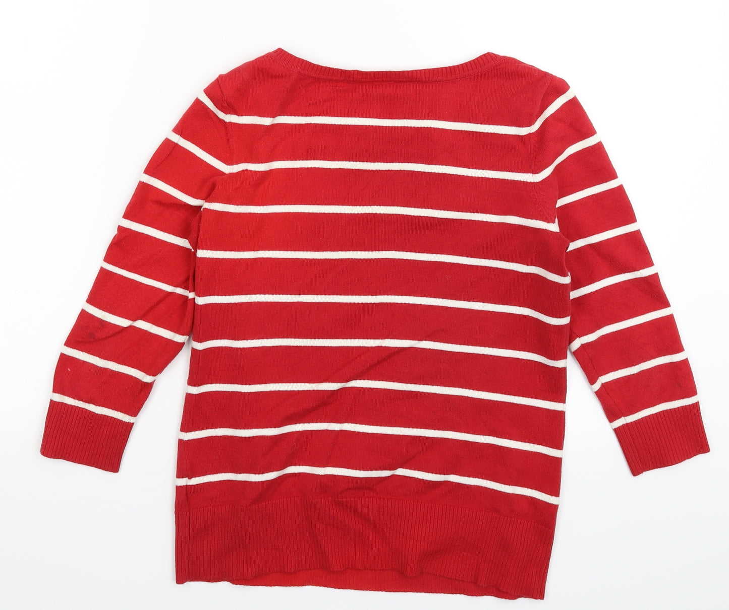 s.Oliver Womens Red Striped Knit Pullover Jumper Size 10