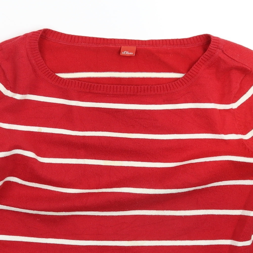 s.Oliver Womens Red Striped Knit Pullover Jumper Size 10