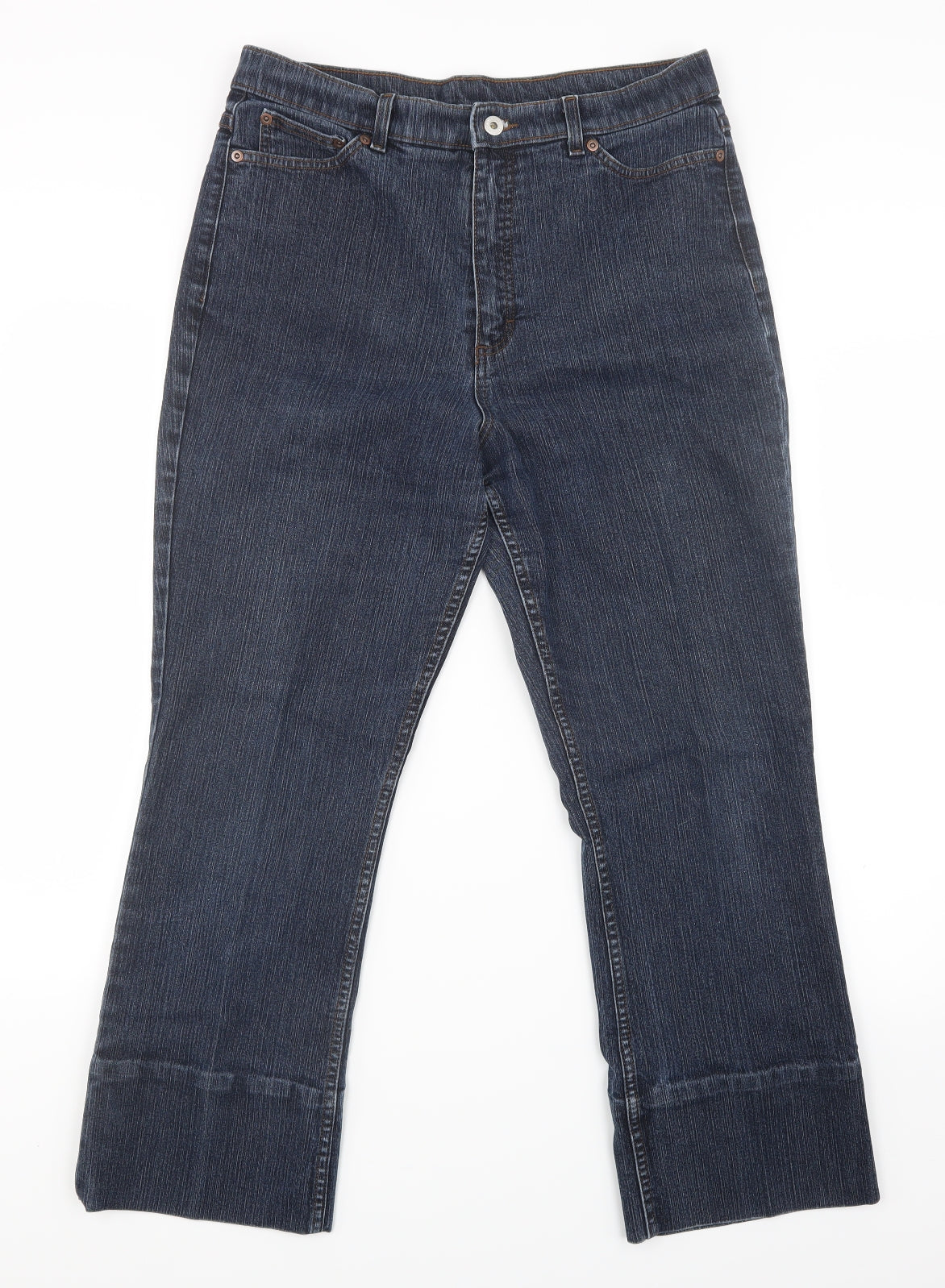 Marks and Spencer Womens Blue  Denim Wide-Leg Jeans Size 16 L26 in