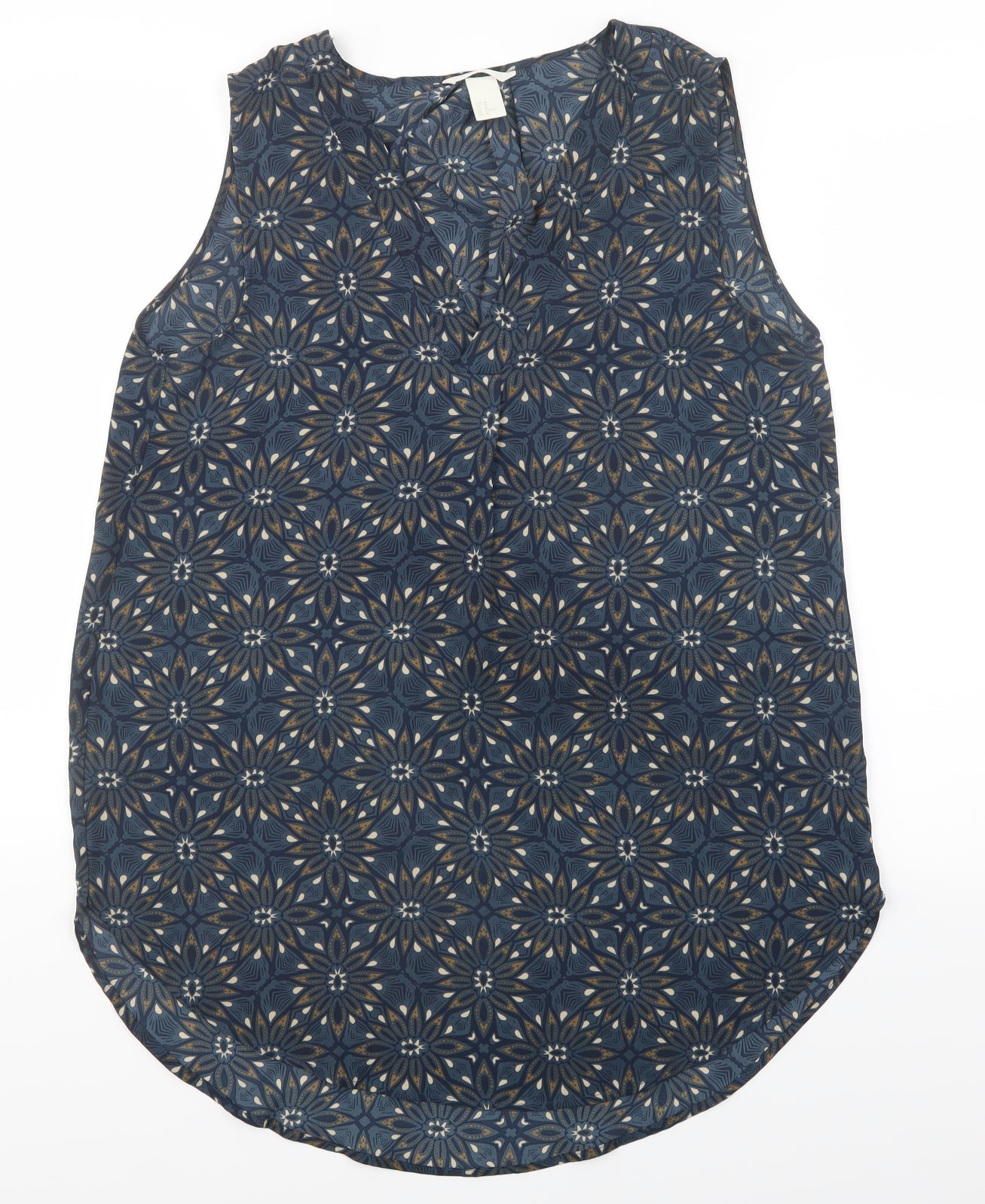 H&M Womens Blue Floral  Basic Blouse Size 14