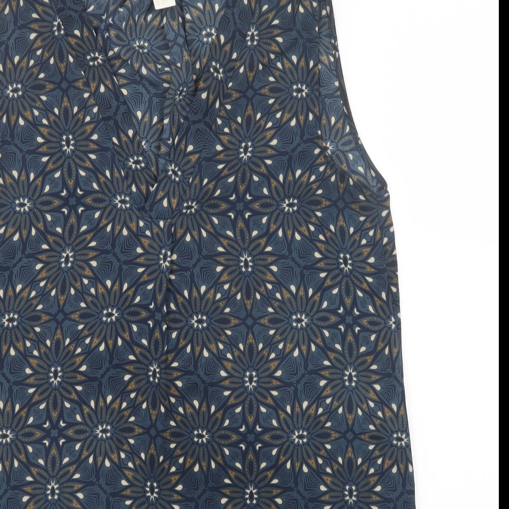 H&M Womens Blue Floral  Basic Blouse Size 14