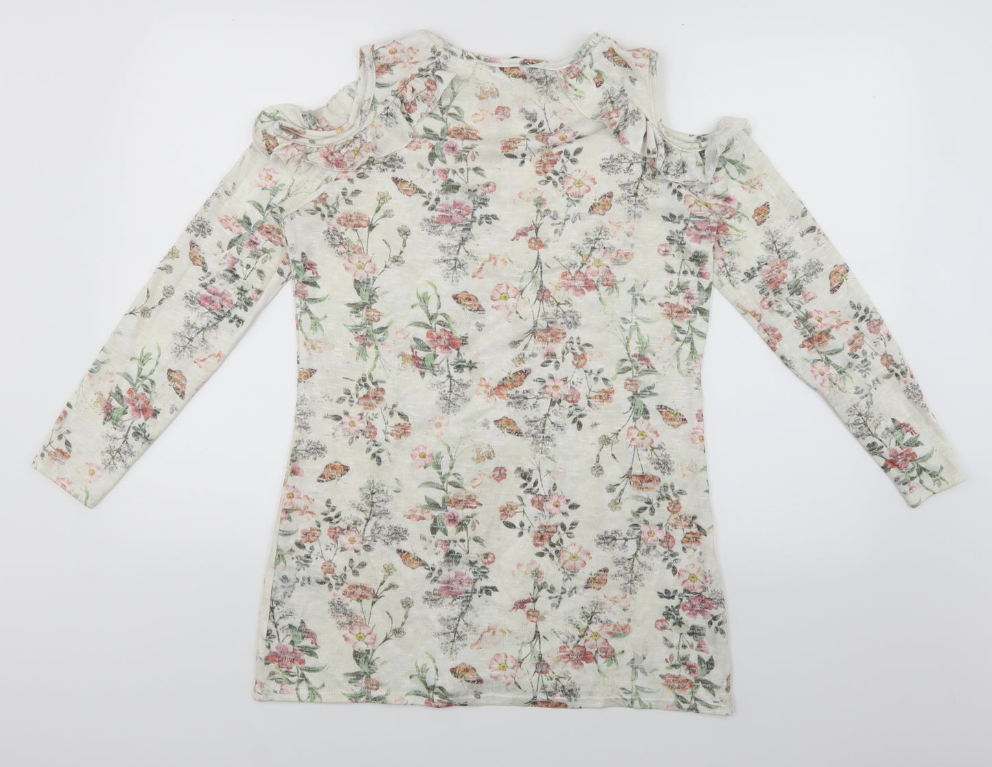 George Womens White Floral  Mini  Size 12  - Butterflies