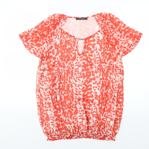 Savior Womens Red Floral  Basic Blouse Size 12